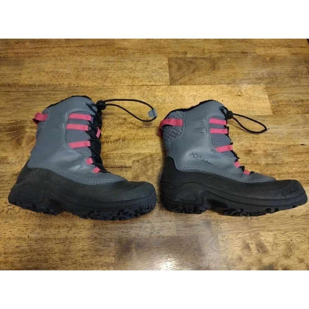 Columbia Bugaboot Celsius Waterproof Winter Snow Boots Youth 6 Gray Pink 1945701